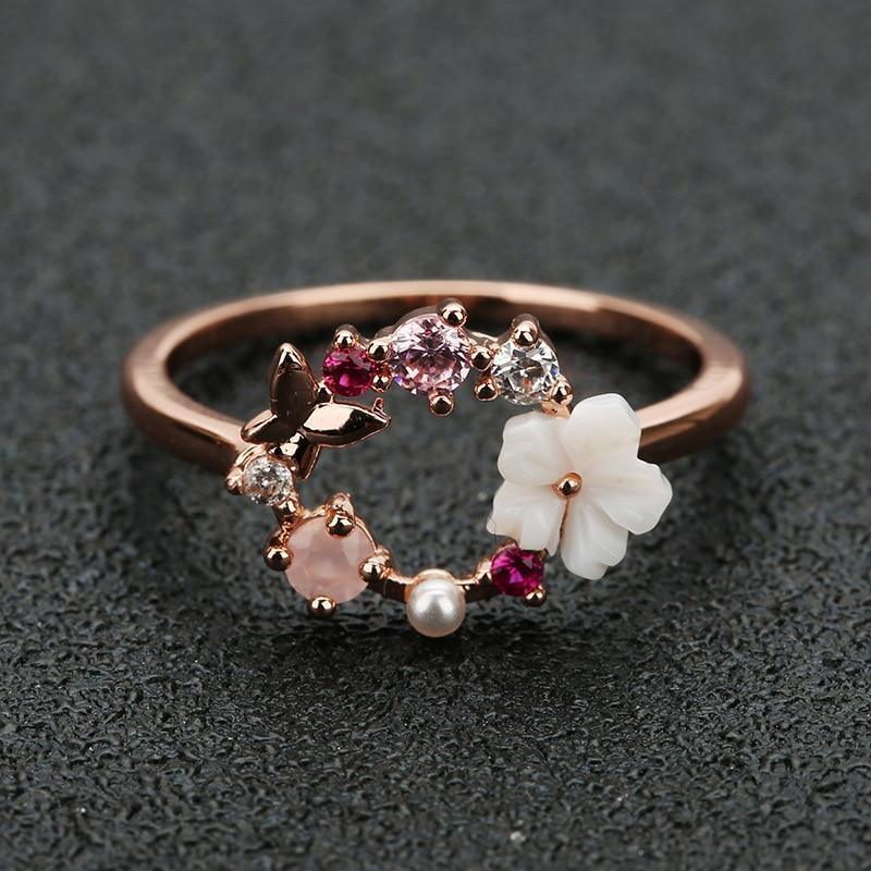 Butterfly Pink Multi-Stone Rose Gold Ring - Pretty Little Wish.com