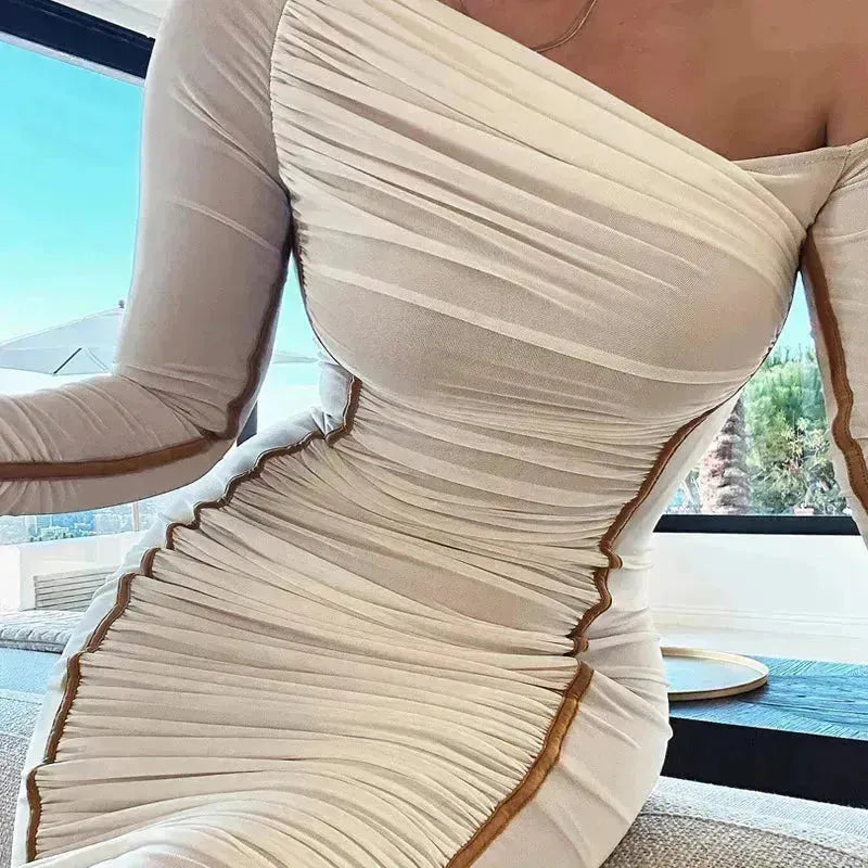 Elegant Off-Shoulder Mesh Dress