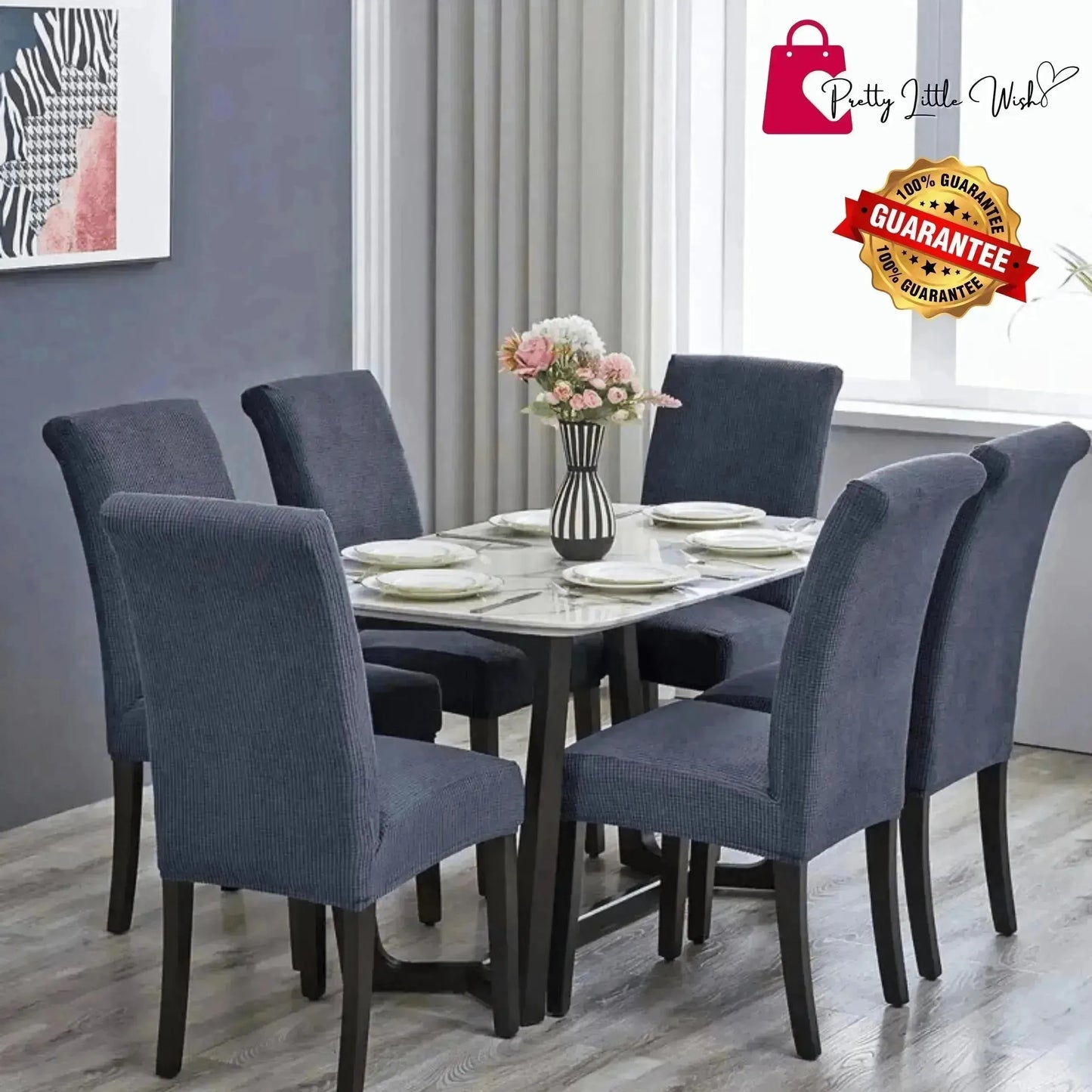 8-Piece EverClean™ Modern Waterproof Stretch Dining Chair Covers