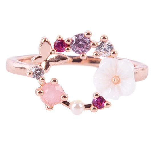 Butterfly Pink Multi-Stone Rose Gold Ring - Pretty Little Wish.com