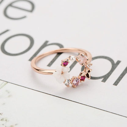 Butterfly Pink Multi-Stone Rose Gold Ring - Pretty Little Wish.com