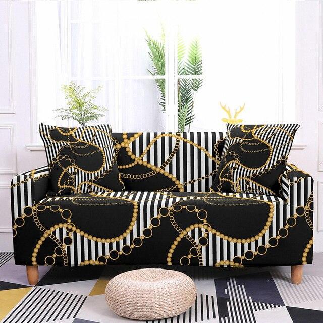 Elastic Chain Printed Sofa L-shape Covers - Pretty Little Wish.com