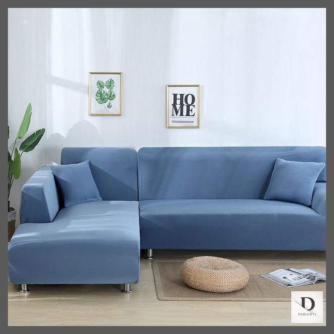 Grey Blue Stretch Sofa Slipcover | Sectional Covers - Pretty Little Wish.com
