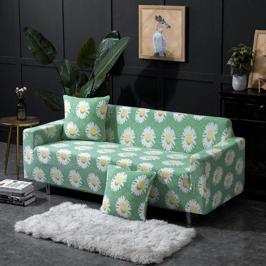 Happy Sunflower Pattern Stretch Sofa Couch Slip Cover - ART DECO - Pretty Little Wish.com