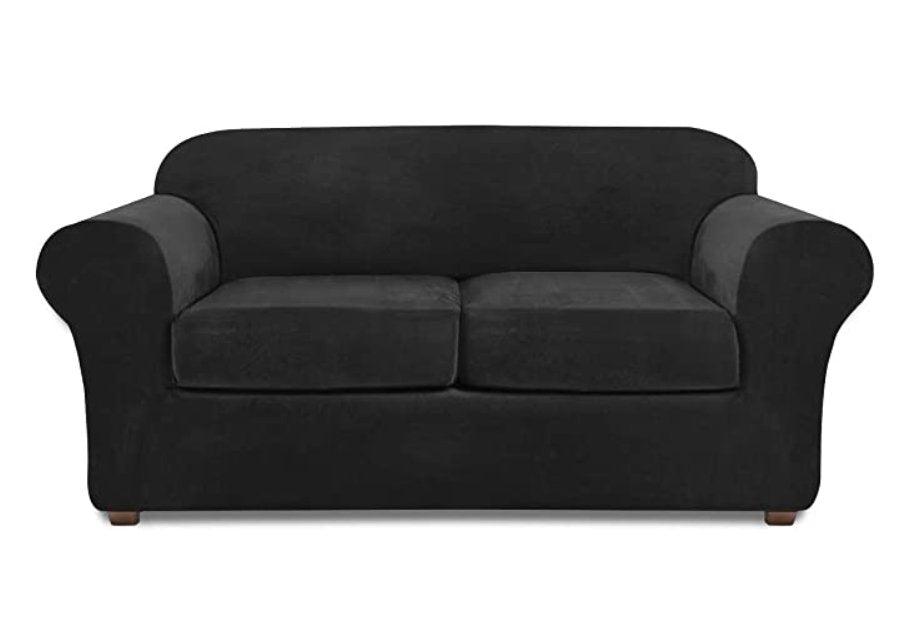 Modern Velvet Loveseat/ 3 Seat Covers for 2/3 Cushion Couch Covers for Sofa Stretch Couch Covers 3 Piece Loveseat Slipcover for Loveseats with 2 /3 Cushions Furniture Protector Machine Washable - Pretty Little Wish.com