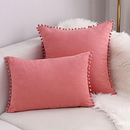 Pompon Hair Ball Lace Cushion Cover Pillow Case - Pretty Little Wish.com