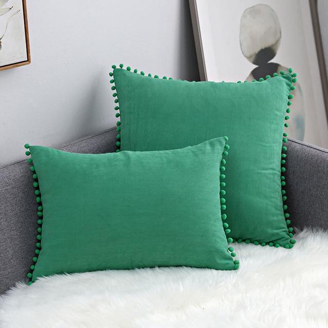 Pompon Hair Ball Lace Cushion Cover Pillow Case - Pretty Little Wish.com
