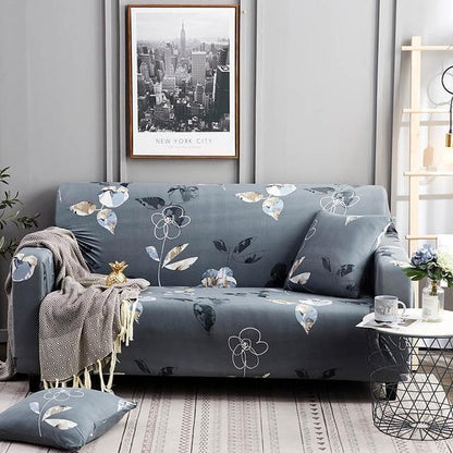 Simple Stylish Grey Abstract Flower Stretch Sofa Slip Cover - Pretty Little Wish.com