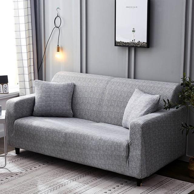 Simple Stylish Modern Blue Grey Stretch Sofa Slip Cover - Pretty Little Wish.com