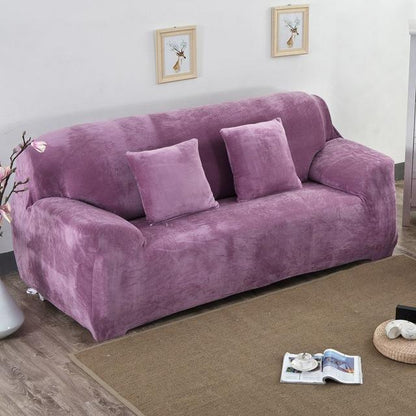 Solid Color Plush Thicken Elastic Sofa Cover Universal Sectional Slipcover 1/2/3/4 Seater - Pretty Little Wish.com
