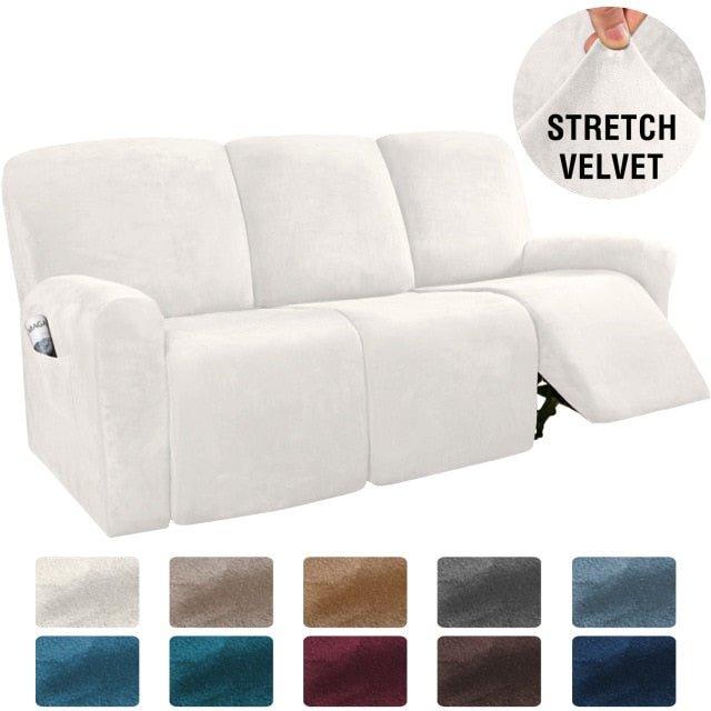 Stretch Velvet 1-2-3 Seater All-inclusive Elastic Recliner Sofas Cover Non-slip Convertible Reclining Relax Armchair Sofa Cover - Pretty Little Wish.com