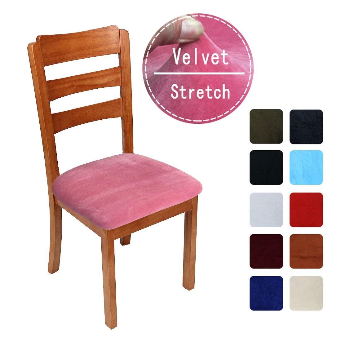 Stretch Velvet Kitchen Office Stretch Chair Cover Solid Seat Protector Elastic Seat Case Dining Computer Beach Slipcover chairs - Pretty Little Wish.com