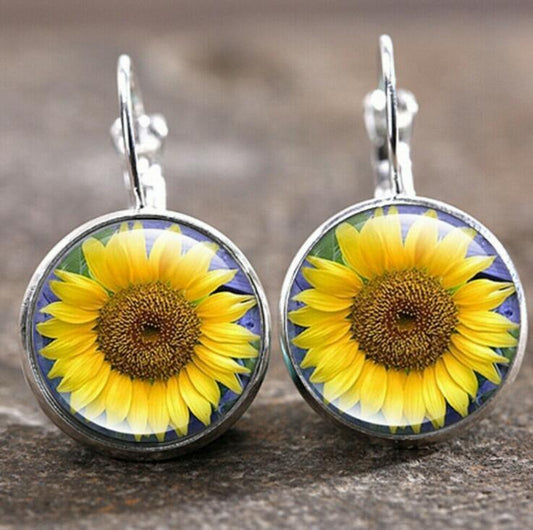 Sunshine Sunflower Alloy Earrings - Pretty Little Wish.com