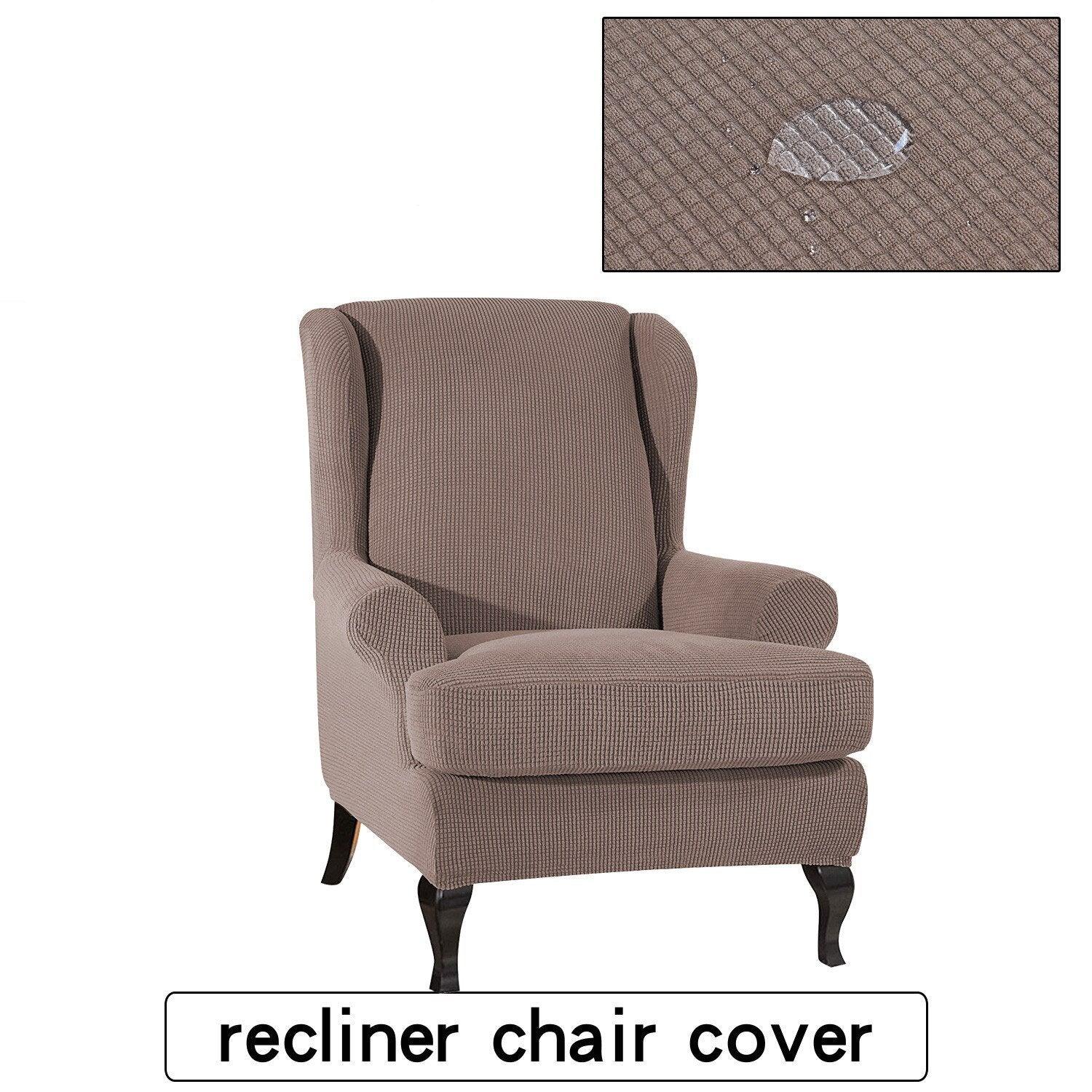 Waterproof Wing Back Chair Cover Arm King Back Chair Cover Elastic Armchair Wingback Sofa Chair Cover Stretch Protector - Pretty Little Wish.com