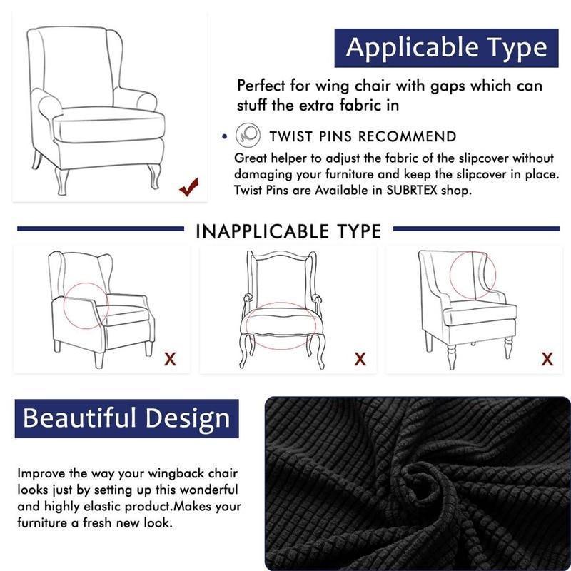 Waterproof Wing Back Chair Cover Arm King Back Chair Cover Elastic Armchair Wingback Sofa Chair Cover Stretch Protector - Pretty Little Wish.com