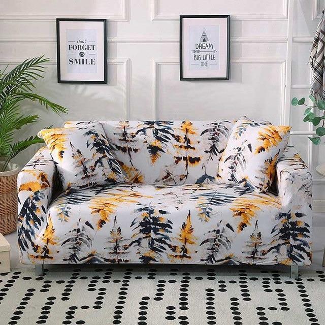 Yellow Black Fall Art Stretch Sofa Cover - ART DECO - Pretty Little Wish.com